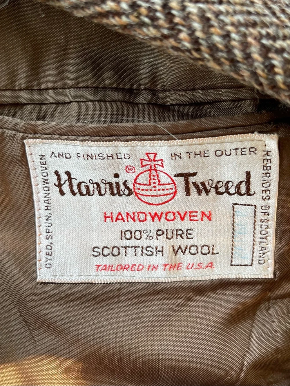 Harris Tweed Sport Coat Mens 40 Brown Herringbone Wool Vintage Blazer handwoven
